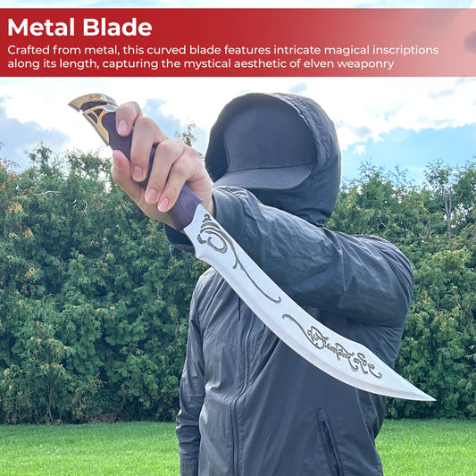 LOTR Legendary Elven Rune Scimitar Sword with Plaque