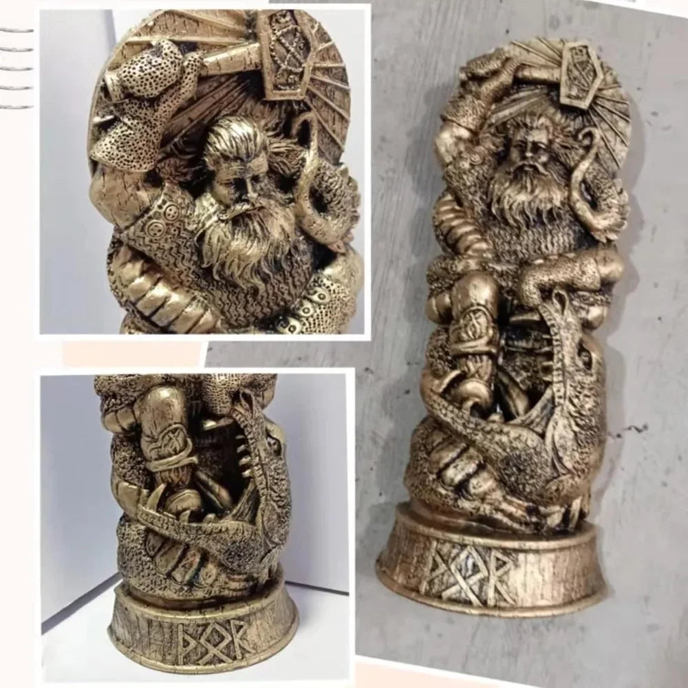 (Thunder God and Odin)For Norse God Resin Statue Scandinavian Pantheon Home Wine Cabinet Rack Bookshelf Sculpture Podium