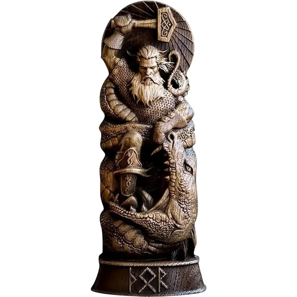 (Thunder God and Odin)For Norse God Resin Statue Scandinavian Pantheon Home Wine Cabinet Rack Bookshelf Sculpture Podium