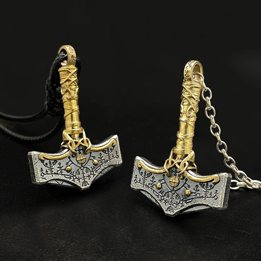Halloween Viking Necklace 925 Silver Viking Hammer Pendant Mjolnir Norse Amulet Rune Jewelry Gothic Nordic Mythology Gift