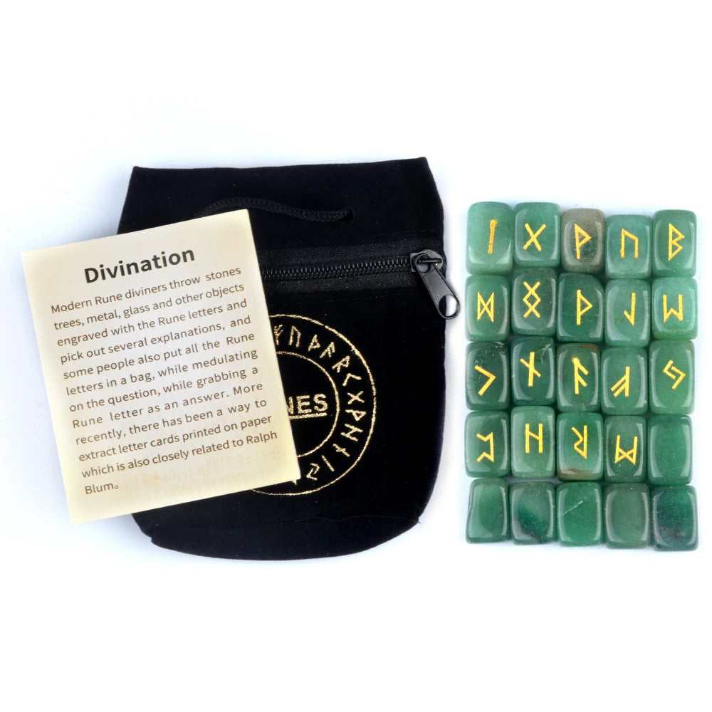 25pcs Natural Rune Stones For Divination Crystal Stones Quartz Chakra Energy Stones Runes Stones Energy stones Healing Meditatio