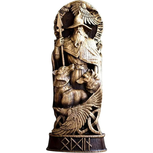 (Thunder God and Odin)For Norse God Resin Statue Scandinavian Pantheon Home Wine Cabinet Rack Bookshelf Sculpture Podium