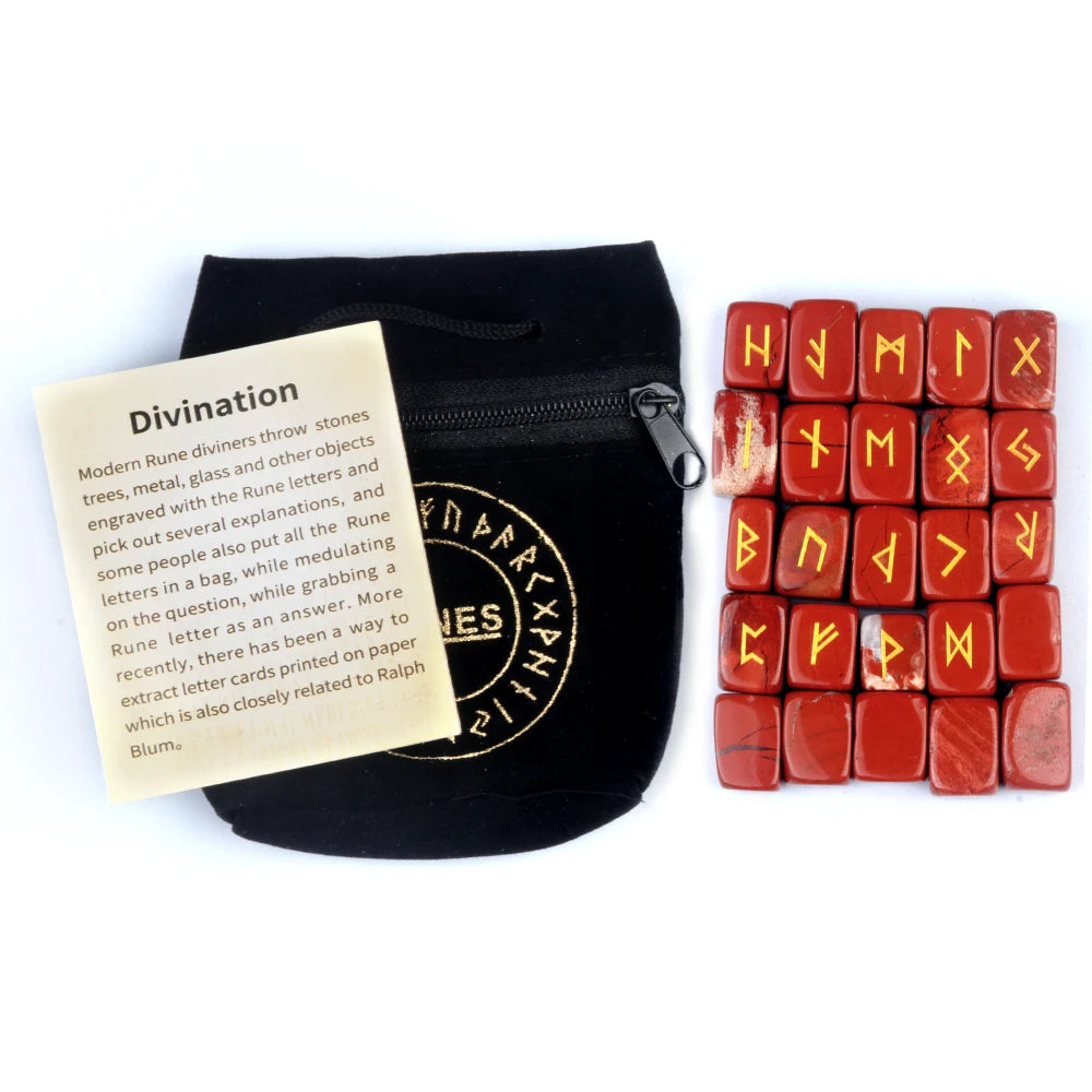 25pcs Natural Rune Stones For Divination Crystal Stones Quartz Chakra Energy Stones Runes Stones Energy stones Healing Meditatio