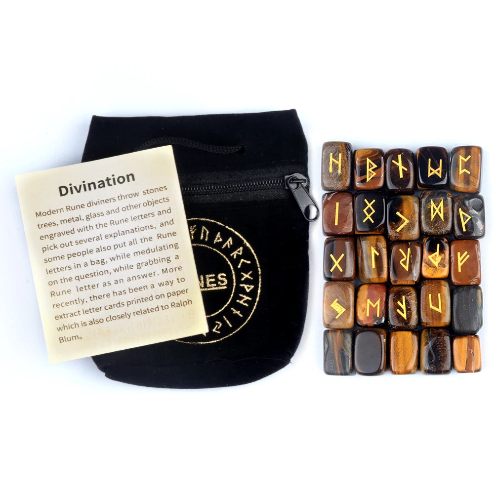 25pcs Natural Rune Stones For Divination Crystal Stones Quartz Chakra Energy Stones Runes Stones Energy stones Healing Meditatio