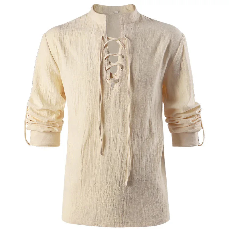 Mens White Pirate Medieval New Shirts Ruffle Steampunk Gothic Stand Collar Long Sleeve Shirt Men Renaissance Victorian Tops