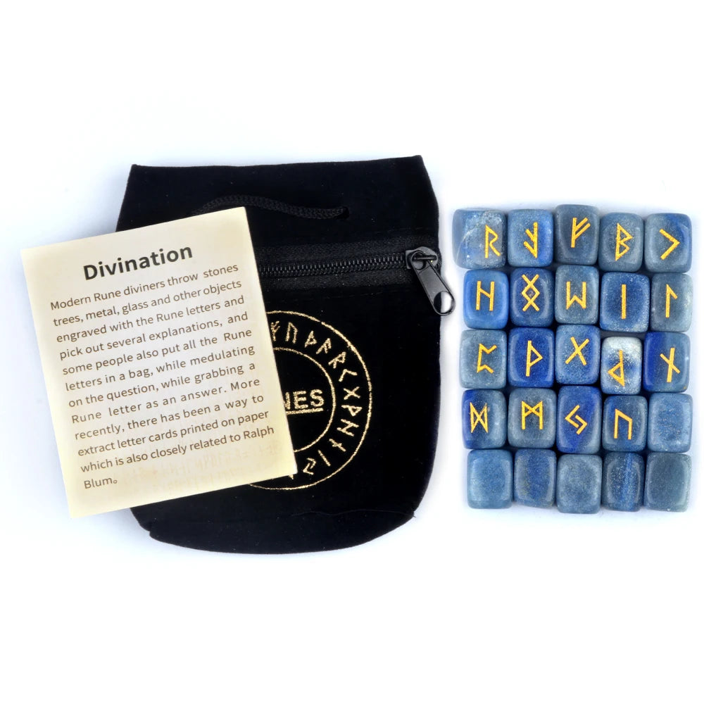 25pcs Natural Rune Stones For Divination Crystal Stones Quartz Chakra Energy Stones Runes Stones Energy stones Healing Meditatio