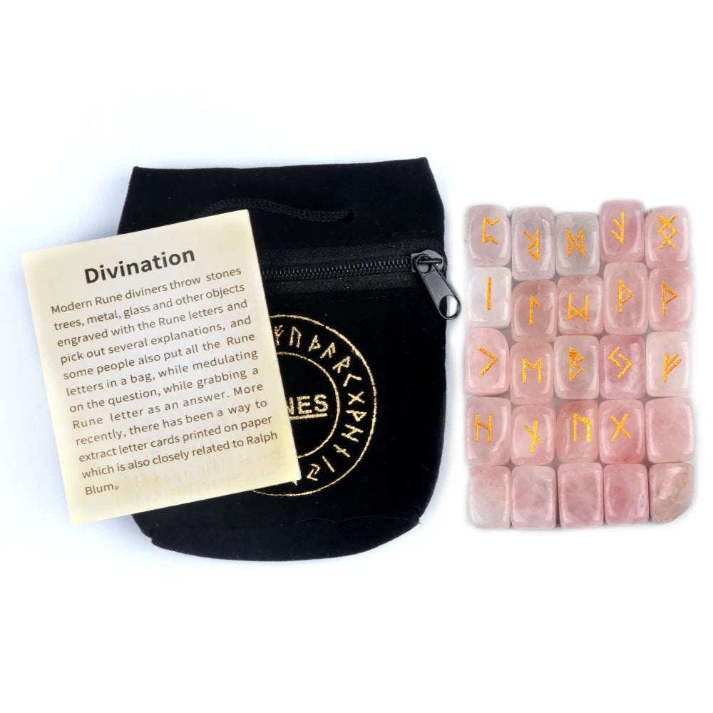 25pcs Natural Rune Stones For Divination Crystal Stones Quartz Chakra Energy Stones Runes Stones Energy stones Healing Meditatio