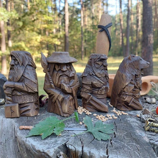 Odin Norse Pagan Statue Set Viking God Figurine Altar Decor Heathen Home Garden Sculpture Handcrafted Nordic Mythology Decor