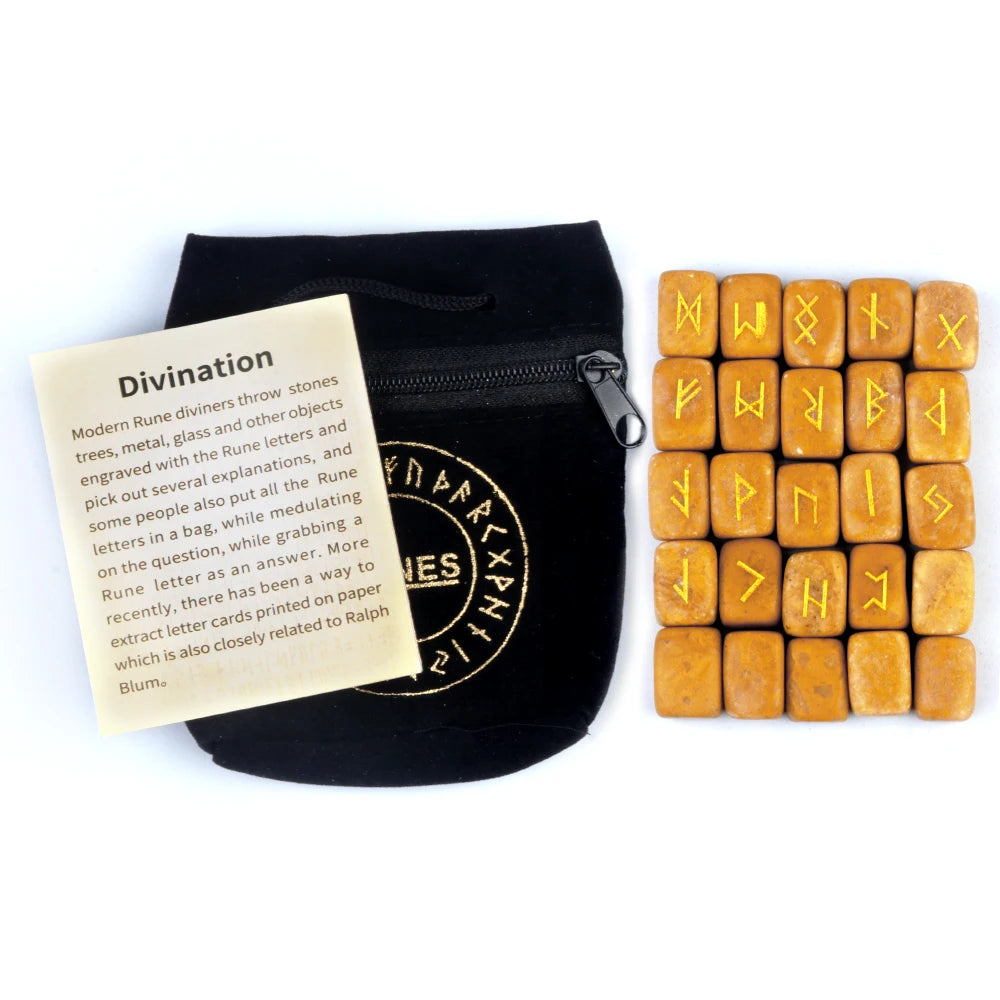 25pcs Natural Rune Stones For Divination Crystal Stones Quartz Chakra Energy Stones Runes Stones Energy stones Healing Meditatio