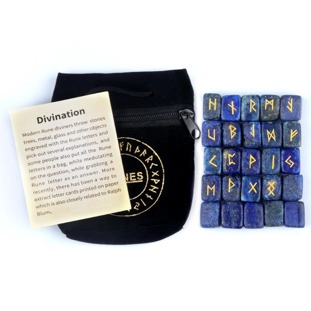 25pcs Natural Rune Stones For Divination Crystal Stones Quartz Chakra Energy Stones Runes Stones Energy stones Healing Meditatio