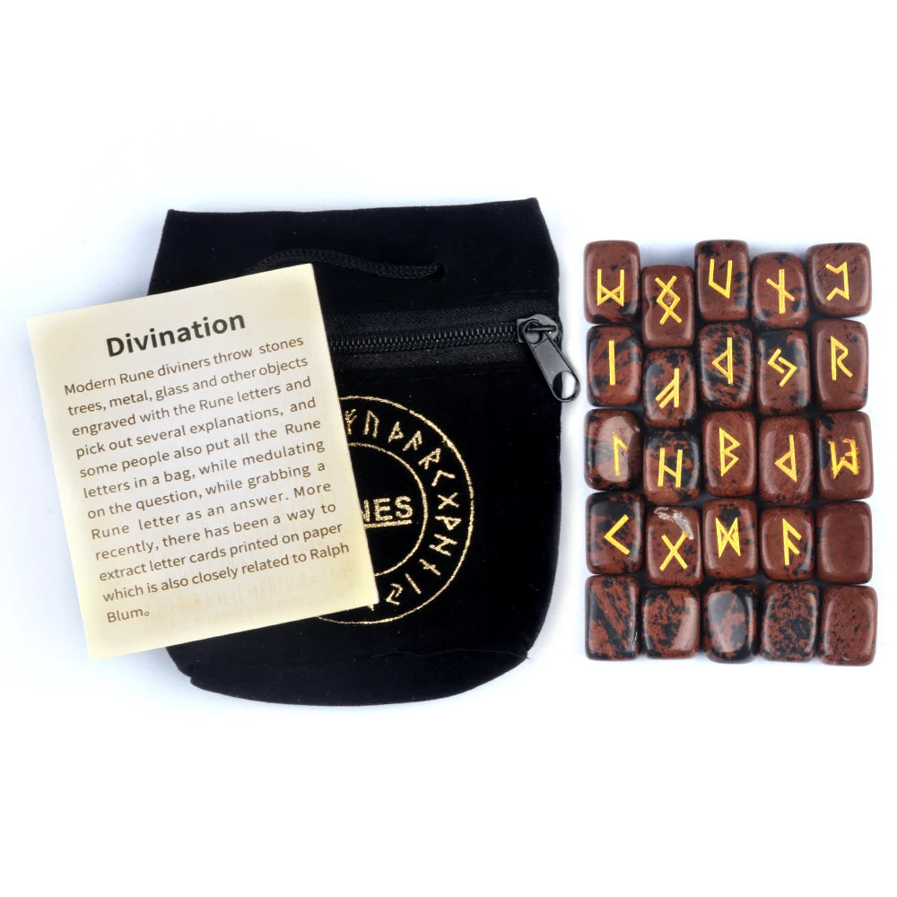 25pcs Natural Rune Stones For Divination Crystal Stones Quartz Chakra Energy Stones Runes Stones Energy stones Healing Meditatio