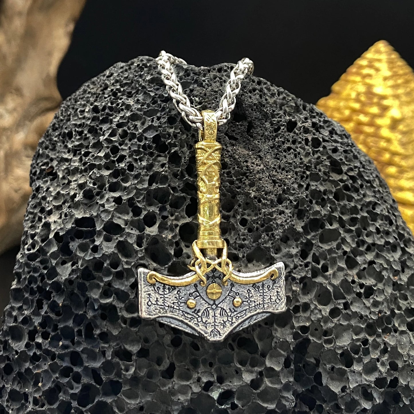 Halloween Viking Necklace 925 Silver Viking Hammer Pendant Mjolnir Norse Amulet Rune Jewelry Gothic Nordic Mythology Gift
