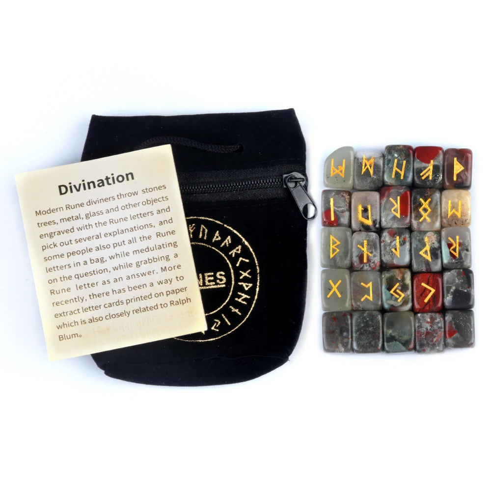 25pcs Natural Rune Stones For Divination Crystal Stones Quartz Chakra Energy Stones Runes Stones Energy stones Healing Meditatio