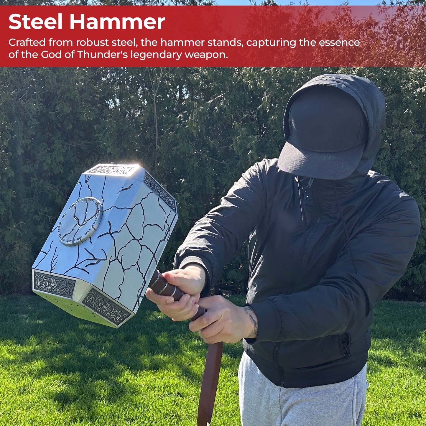 Summon the Thunder Lighted Thor Mjolnir Replica with Stand