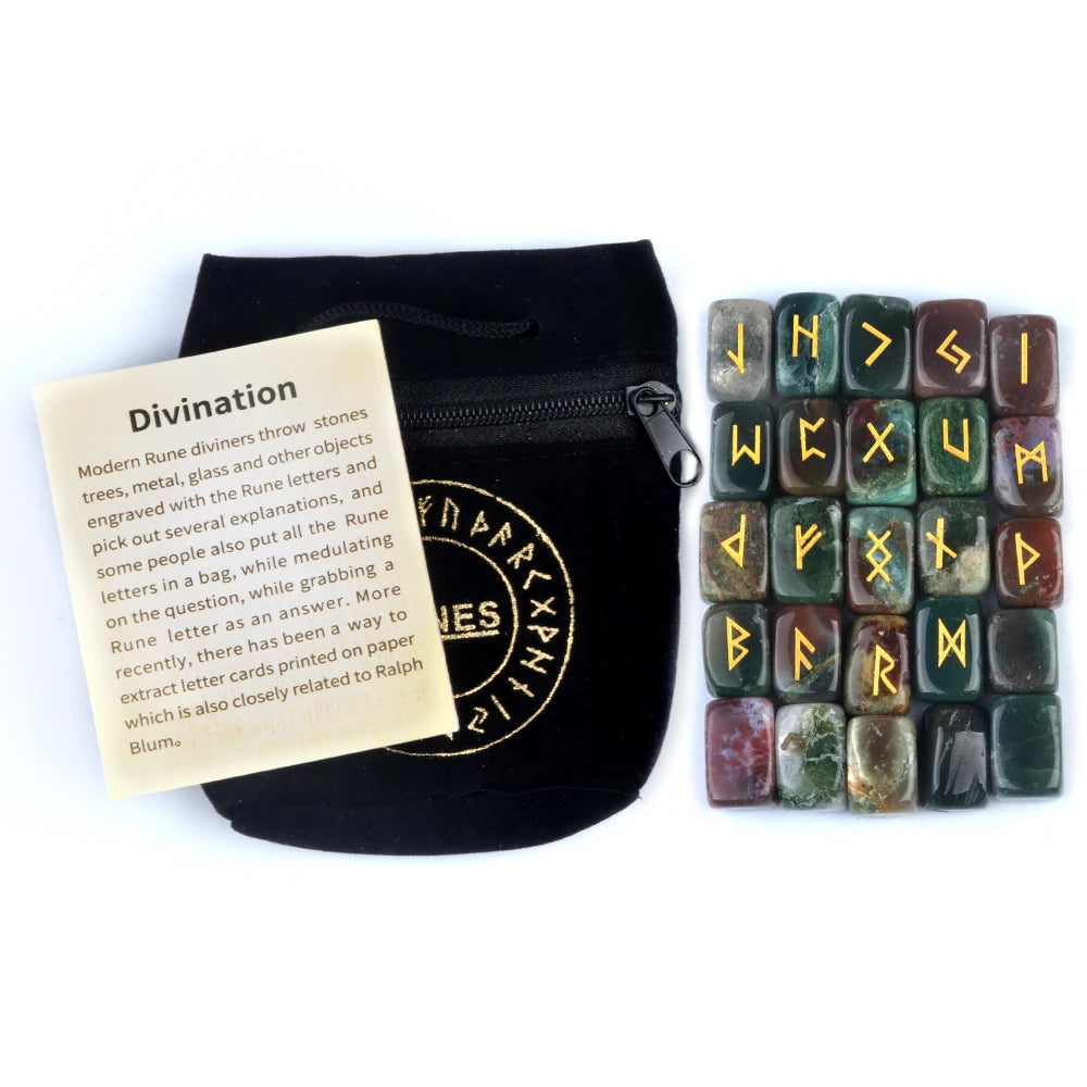25pcs Natural Rune Stones For Divination Crystal Stones Quartz Chakra Energy Stones Runes Stones Energy stones Healing Meditatio