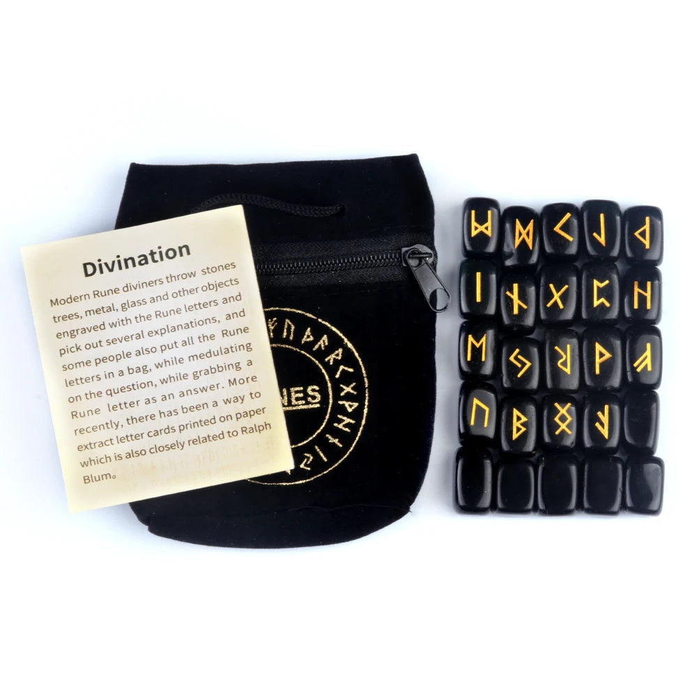 25pcs Natural Rune Stones For Divination Crystal Stones Quartz Chakra Energy Stones Runes Stones Energy stones Healing Meditatio