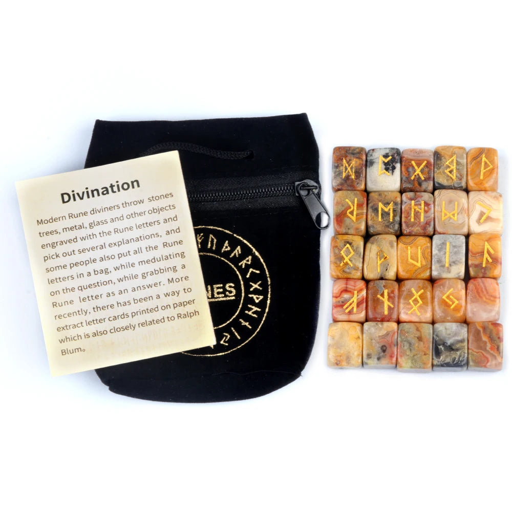 25pcs Natural Rune Stones For Divination Crystal Stones Quartz Chakra Energy Stones Runes Stones Energy stones Healing Meditatio